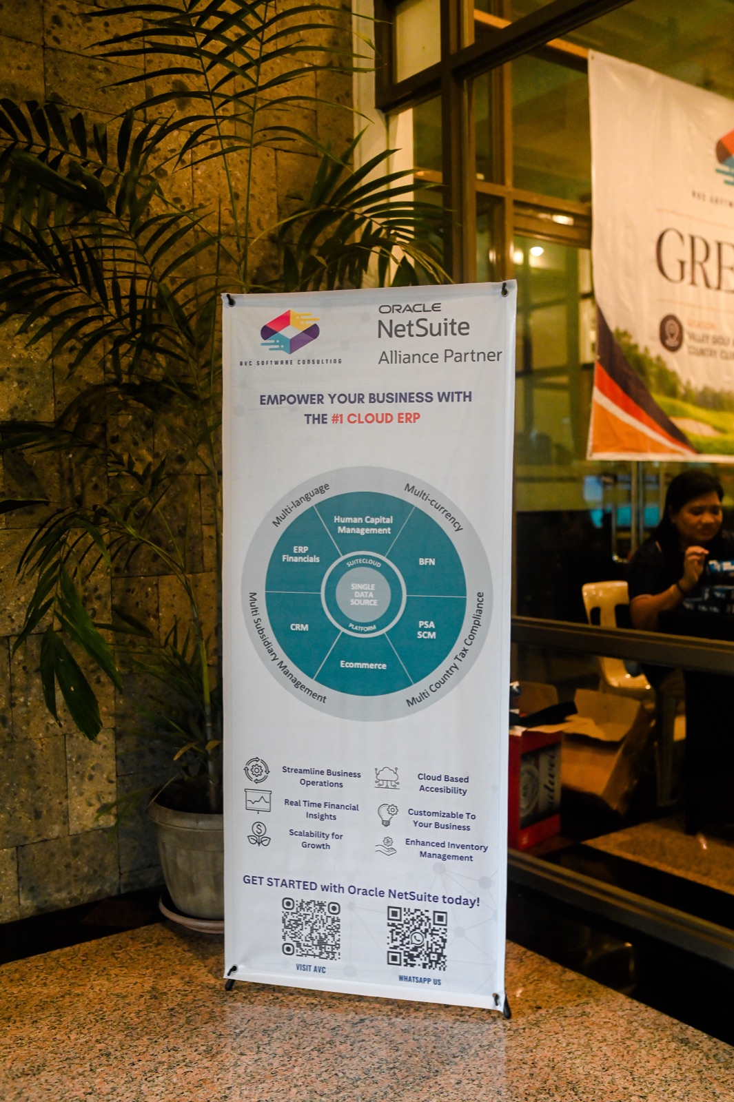 AVC Software Consulting Oracle NetSuite Alliance Partner standee at the venue
