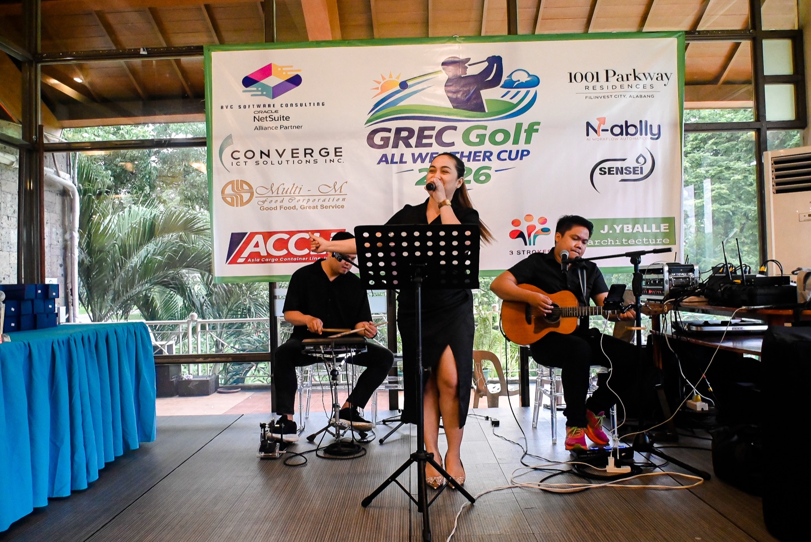 The live band performing at the GREC Golf All Weather Cup 2026 reception